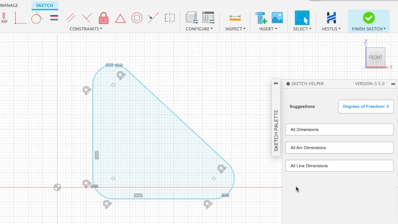 Auto Dimensioning in Sketch Helper