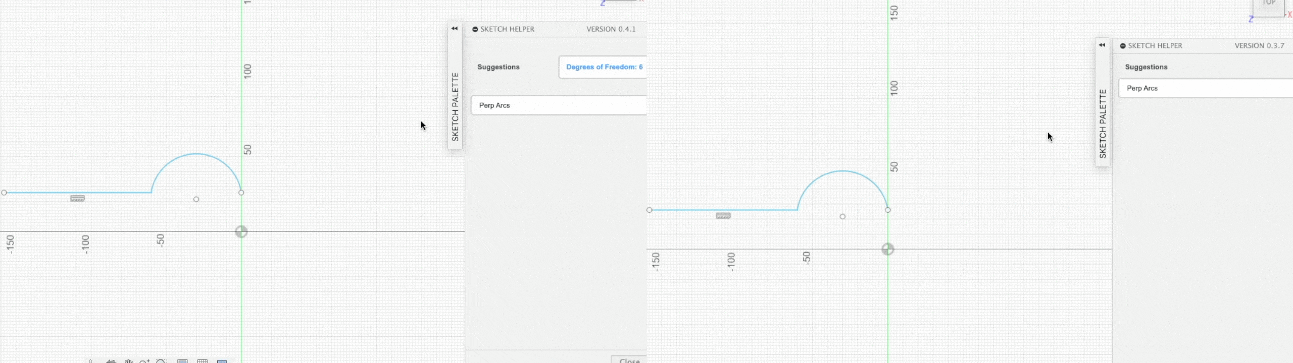 Improved visualization of recommended actions in Sketch Helper